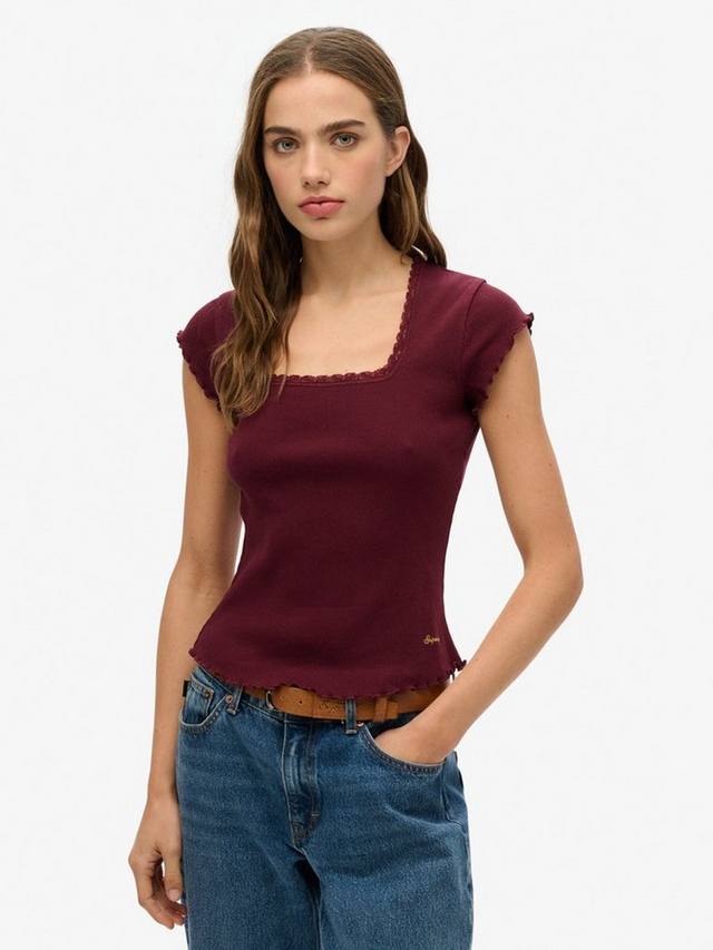 

Незаменимая футболка с квадратным вырезом и коротким рукавом Superdry, цвет Port Red