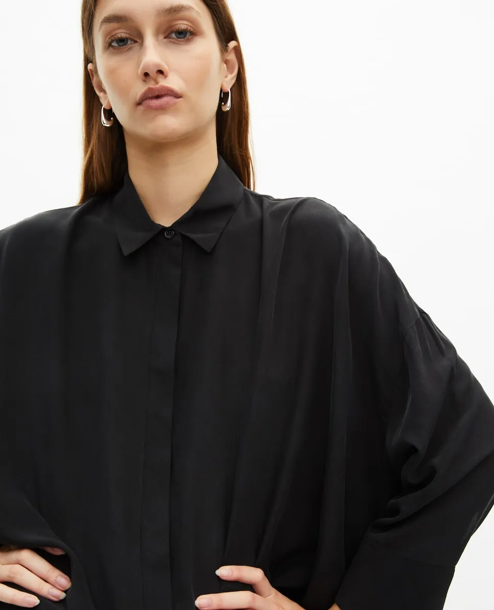 

Женская свободная шелковая рубашка с планкой The Kooples, черный