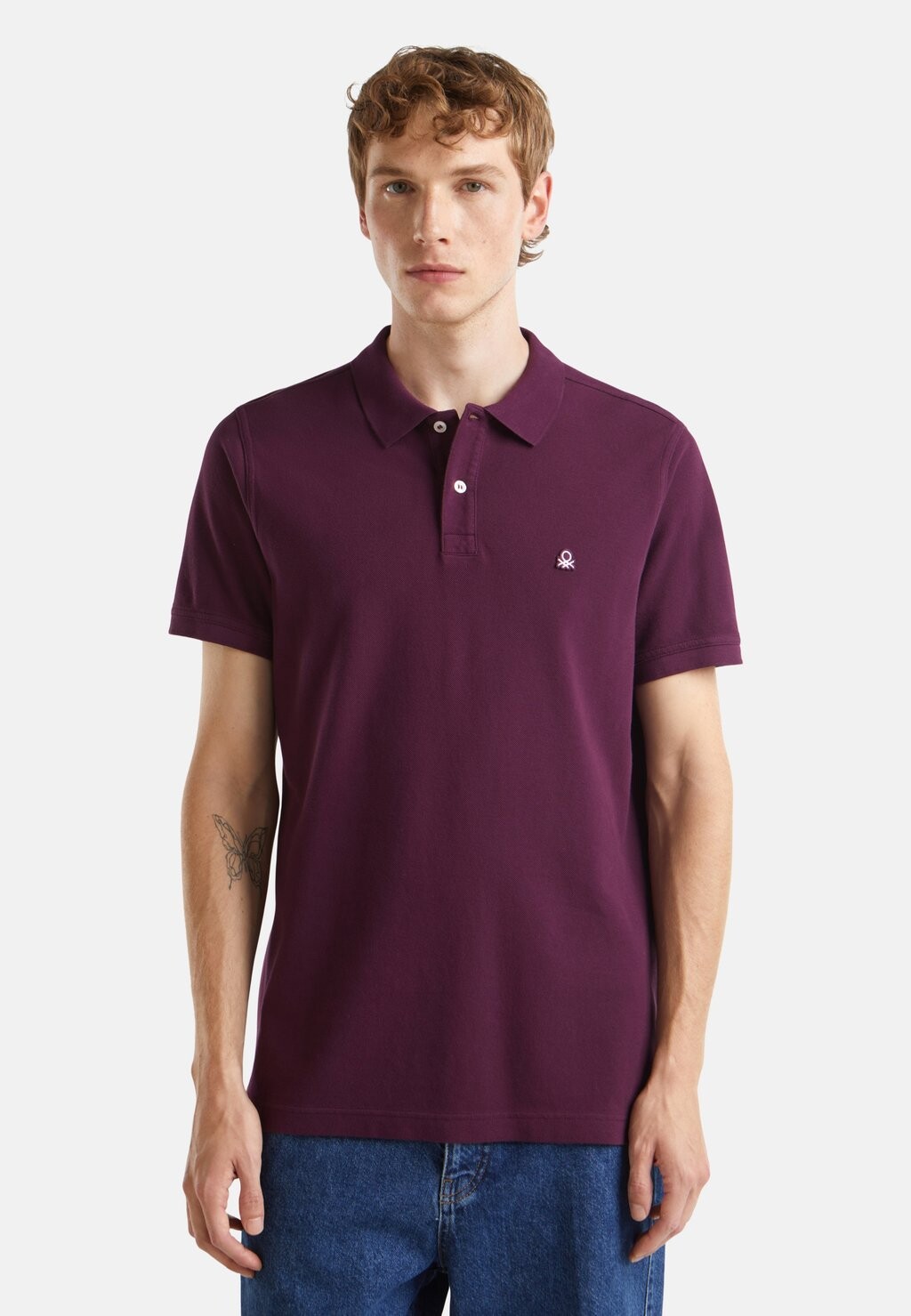 

Рубашка поло WITH LOGO PATCH ON LEFT BREAST REGULAR FIT United Colors of Benetton, сиреневый