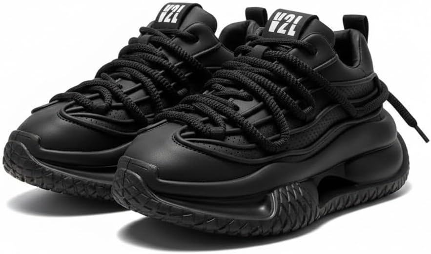 

Мужские кроссовки на массивной подошве в ретро-стиле Y2K, повседневная обувь для ходьбы, спортивные модные кроссовки с уникальной шнуровкой в виде каната Ctkvbmeoi, черный