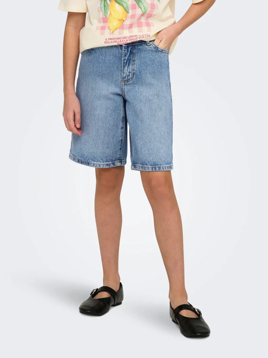 Шорты джинсовые на высокой талии KIDS ONLY, light blue denim — фото 4