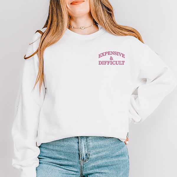 

Вышитый свитшот с принтом для женщин, окрашенный в стиле garment dyed Simply Sage Market, White