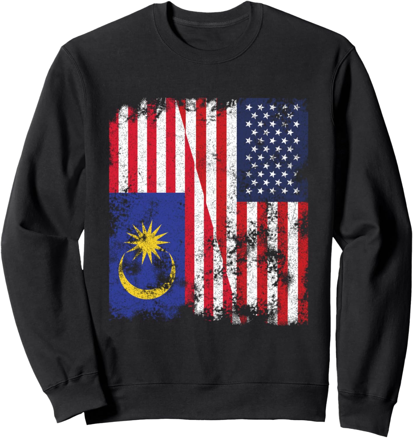 

Толстовка с изображением американского флага Малайзии в стиле «потертый» - наполовину американская Malaysia Flag Nation, черный
