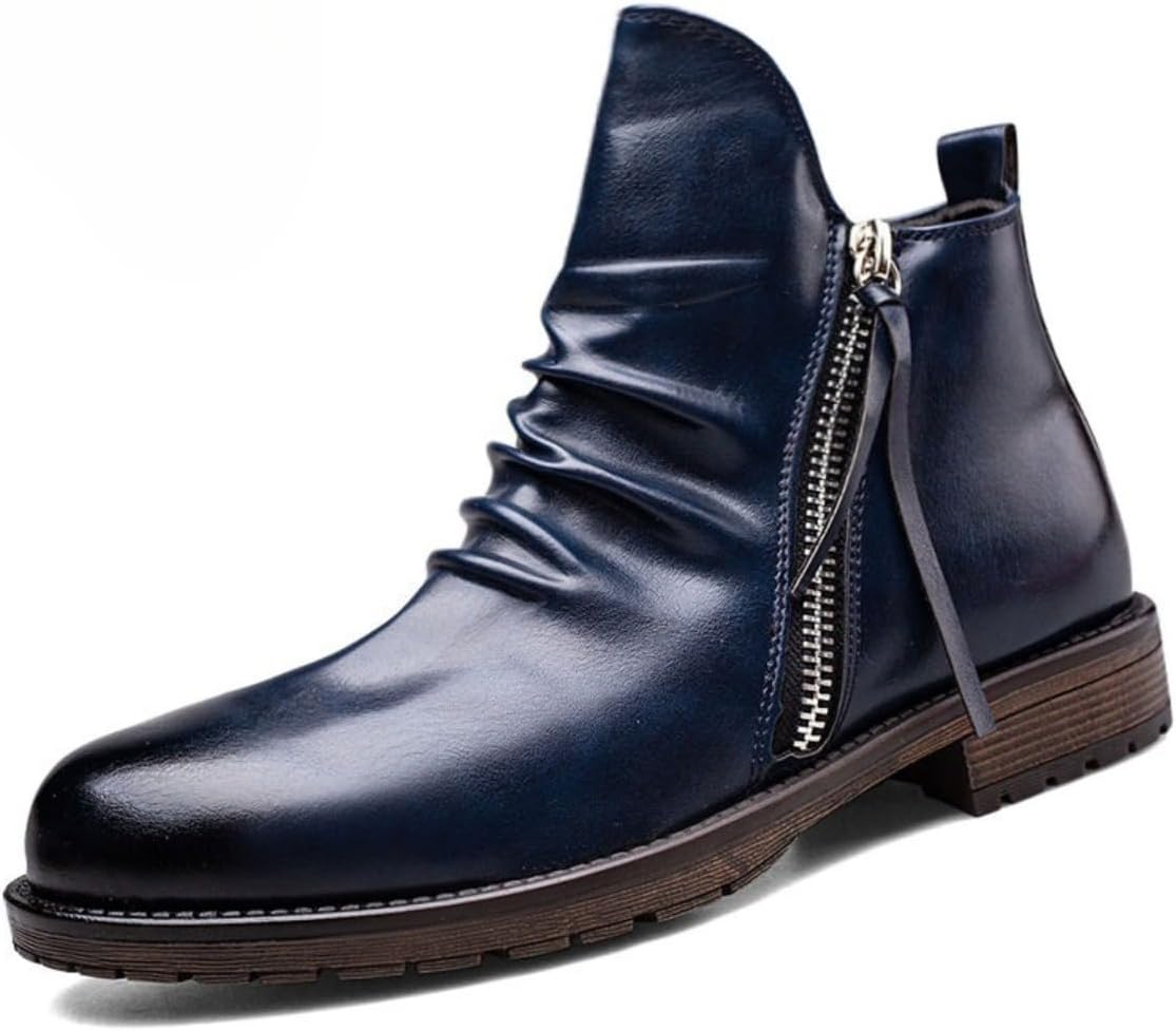 

Элегантные кожаные ботильоны на молнии с увеличением роста для мужчин Zixcplaz, синий