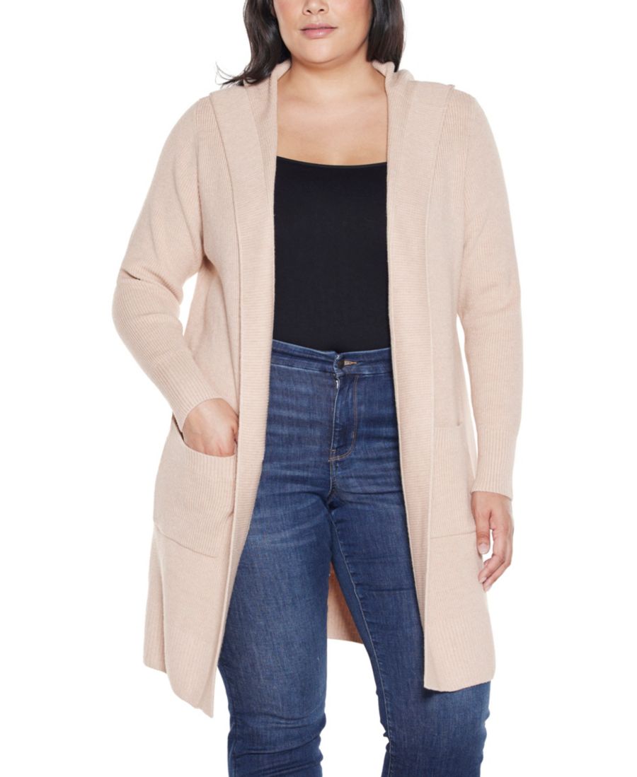 

Свитер-кардиган с капюшоном и оригинальной вышивкой больших размеров Belldini, Heather Oatmeal