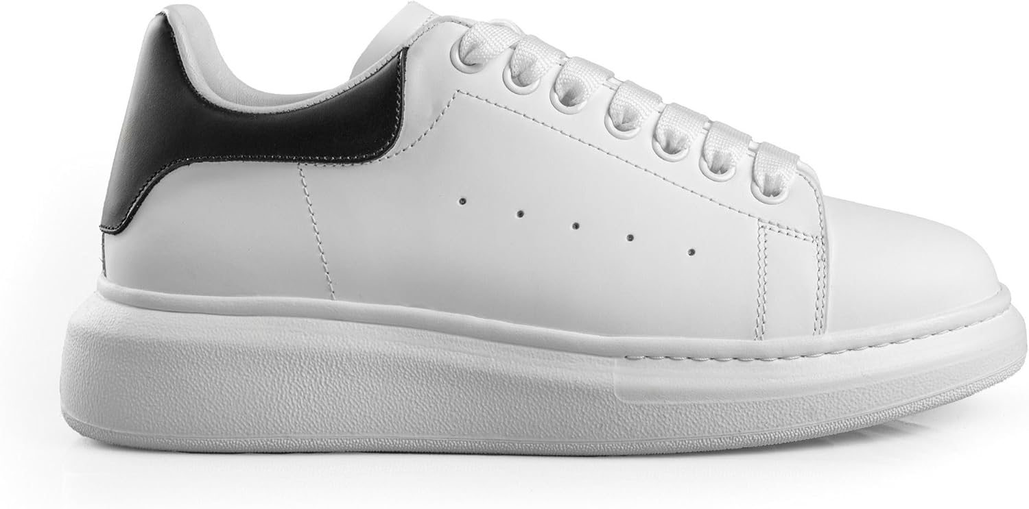 

Мужские кроссовки SOLL Queen, Кожаные перфорированные с толстой массивной подошвой, белый/черный