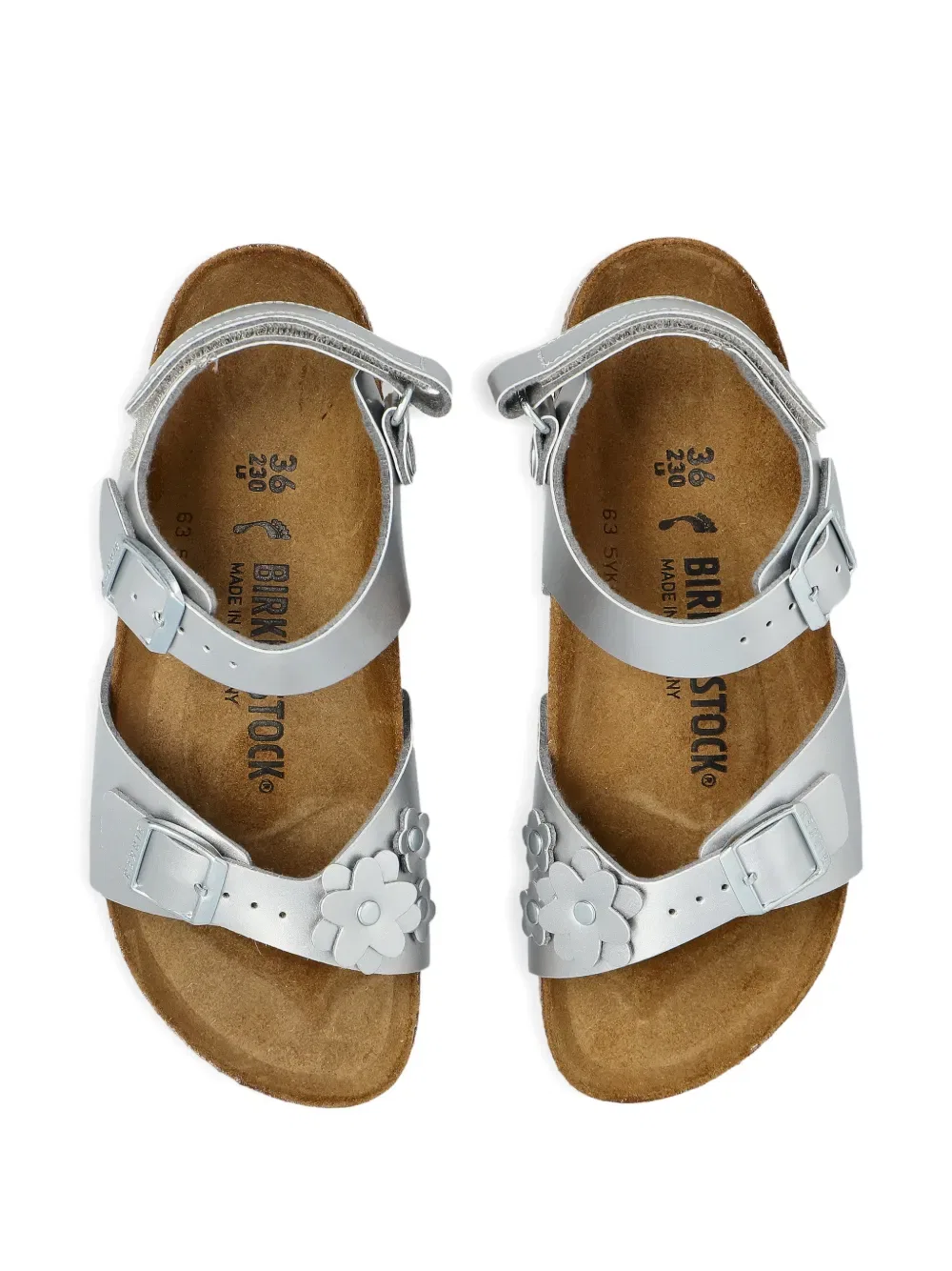 Сандалии с цветочным рисунком Рио-де-Жанейро Birkenstock Kids, серебро — фото 4