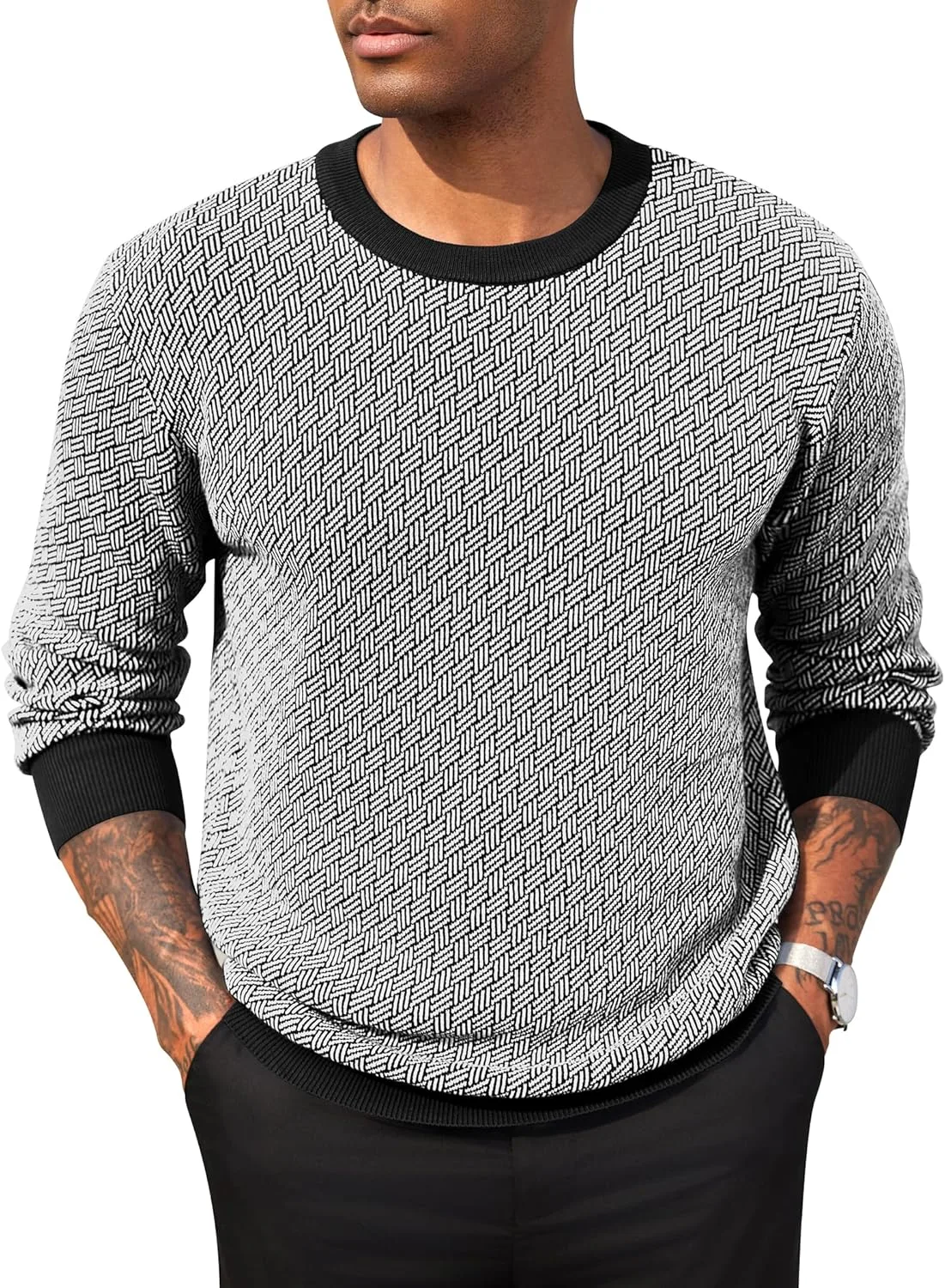 

Мужской вязаный свитер Coofandy с длинными рукавами и slim fit