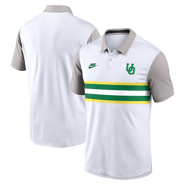 Мужская бело-серая футболка Oregon Ducks Athletic Prep Legacy Logo Vapor Performance Polo Nike — фото 2