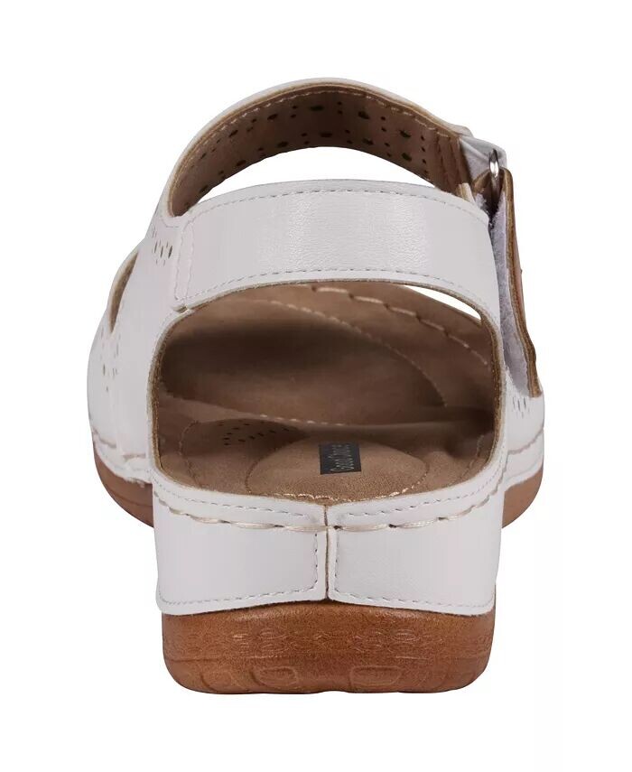 Женские сандалии на плоской подошве с перфорацией и двойной полосой Foster GC Shoes, белый — фото 3