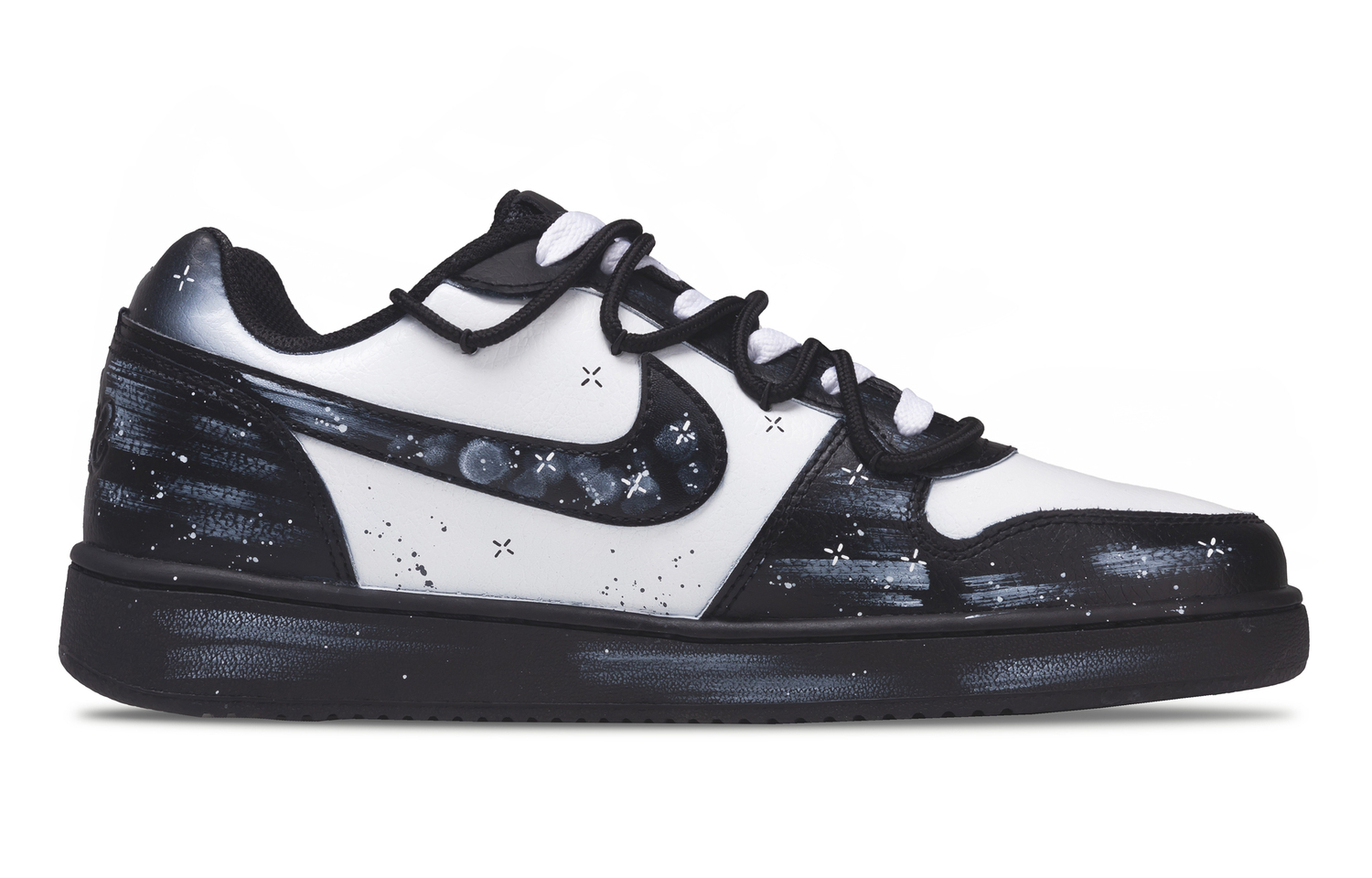 Nike Мужские низкие скейтбордные кроссовки EBERNON Obsidian Moon Shadow из искусственной кожи, черный с белым — фото 4