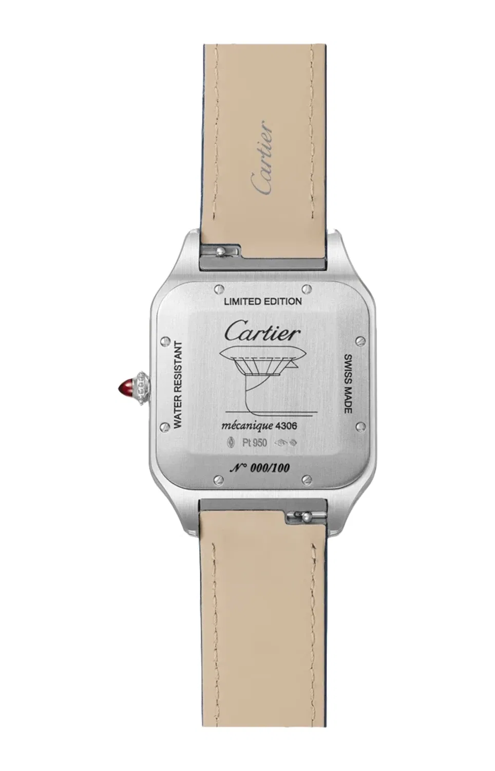 PREZIOSO COFANETTO SANTOS-DUMONT, МОДЕЛЬ EXTRA-LARGE, ПЛАТИНА, МЕХАНИЧЕСКИЙ ЗАВОД - ЛИМИТИРОВАННАЯ СЕРИЯ - WGSA0050 CARTIER, золотой — фото 4