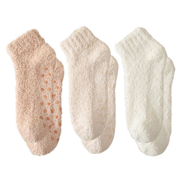 

Женские носки с противоскользящей подошвой, мягкие и уютные, 3 пары Anna-Kaci, Khaki Beige White