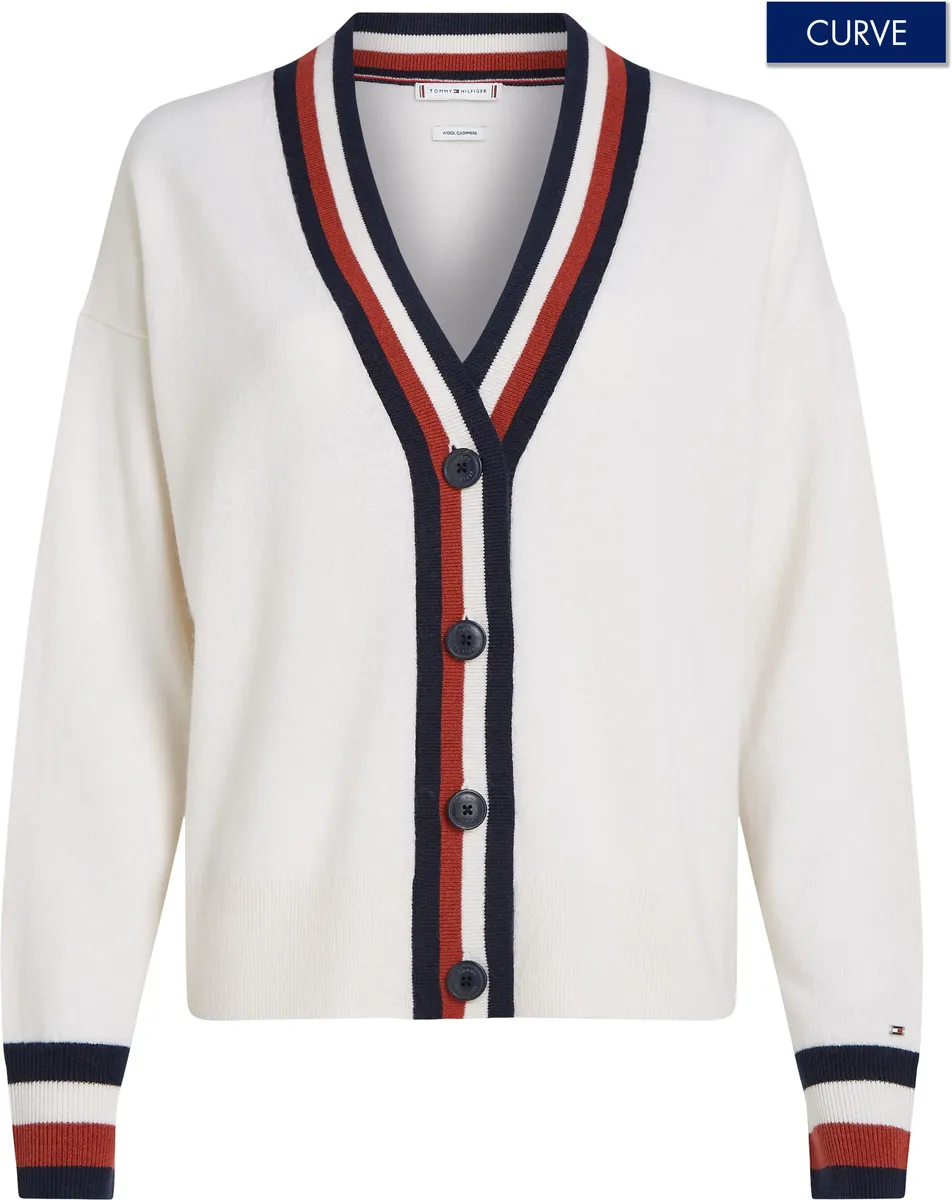 

Кардиган Tommy Hilfiger Curve "CRV GLOBAL STP WOOL CASH CARDI", большие размеры, белый