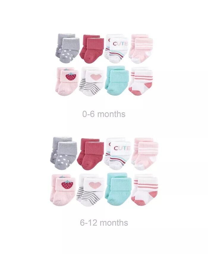 

Хлопковые махровые носки Baby Girls Grow with Me, клубника, 8 шт., 0–6 и 6–12 месяцев Hudson Baby, красный
