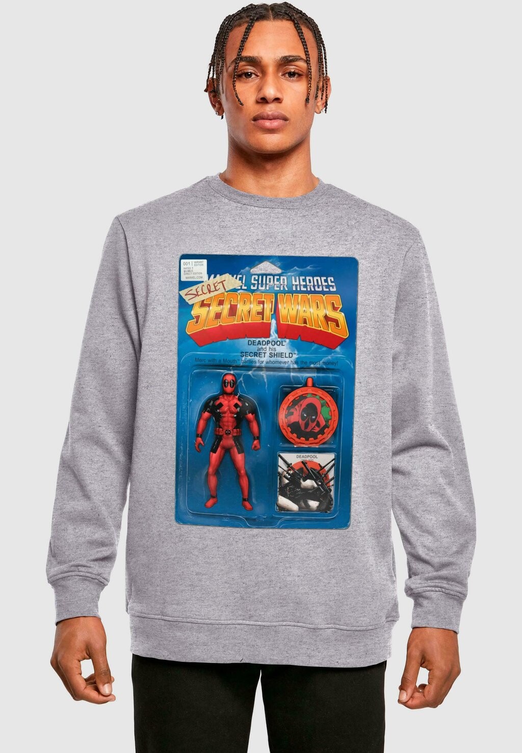 

Толстовка DEADPOOL SECRET WARS ACTION FIGURE CREWNECK ABSOLUTE CULT, светло-серый