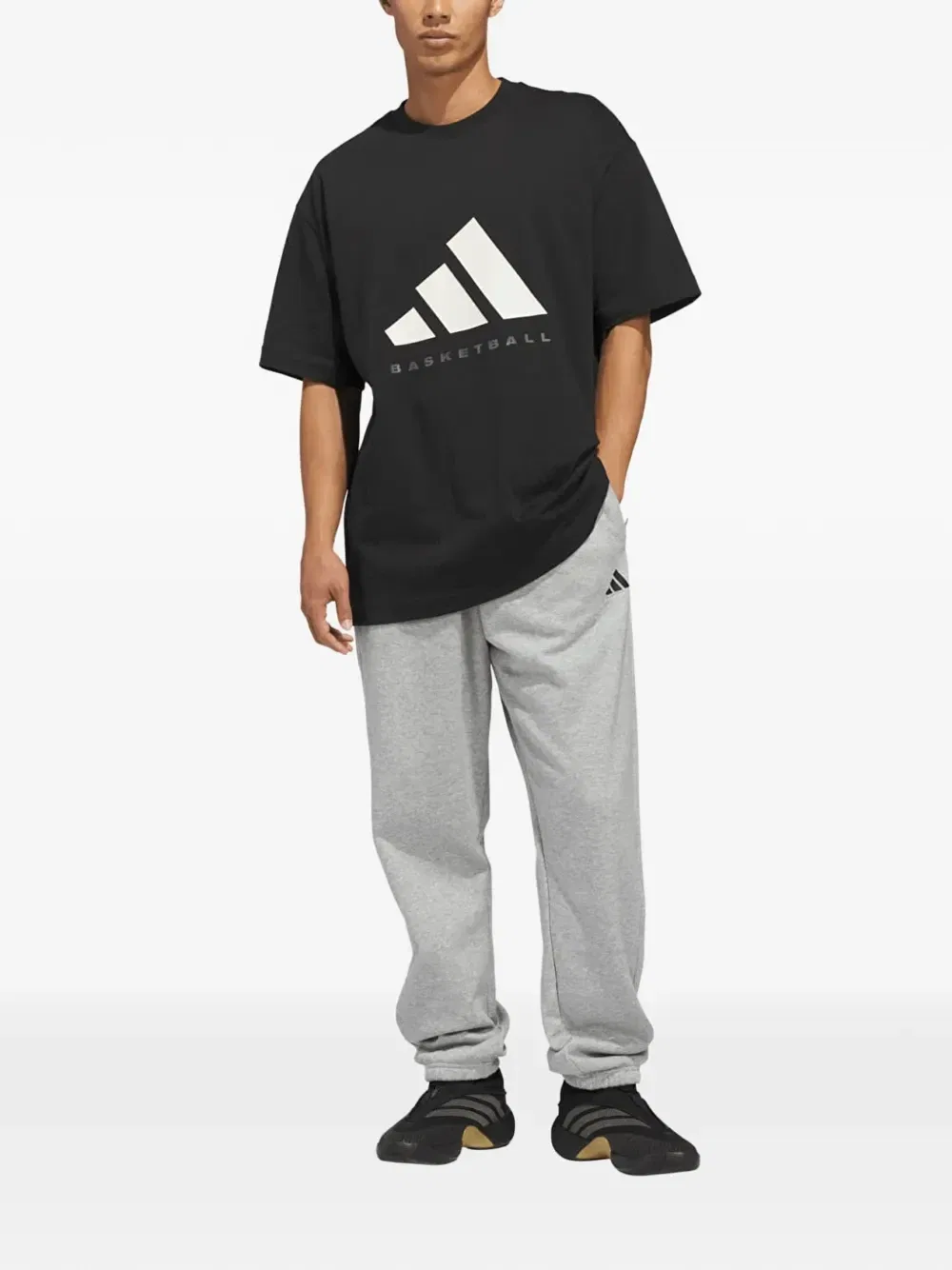 Футболка из хлопка с логотипом Adidas, черный