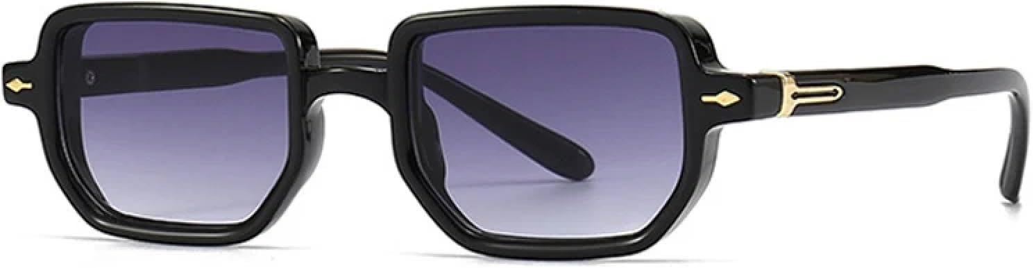 

Популярные модные прямоугольные солнцезащитные очки для женщин с защитой от УФ-излучения UV400, ретро-градиентные, для мужчин, с заклепками generic, Black Gray Gradient