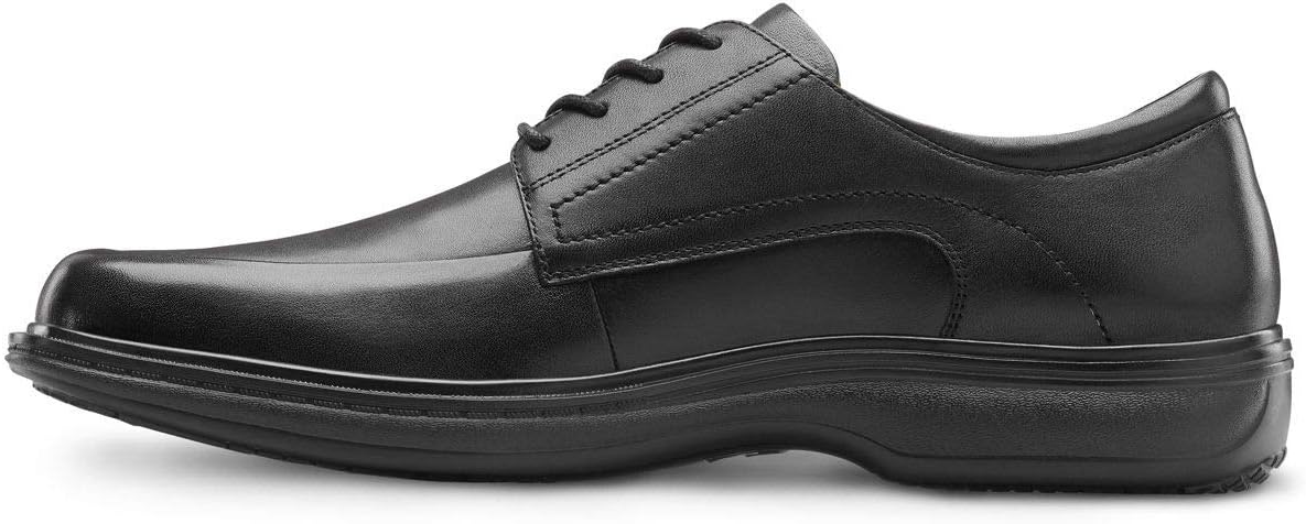 Мужские лечебные туфли Dr. Comfort Classic для с дополнительной глубиной, кожаные с шнурками, черный — фото 4