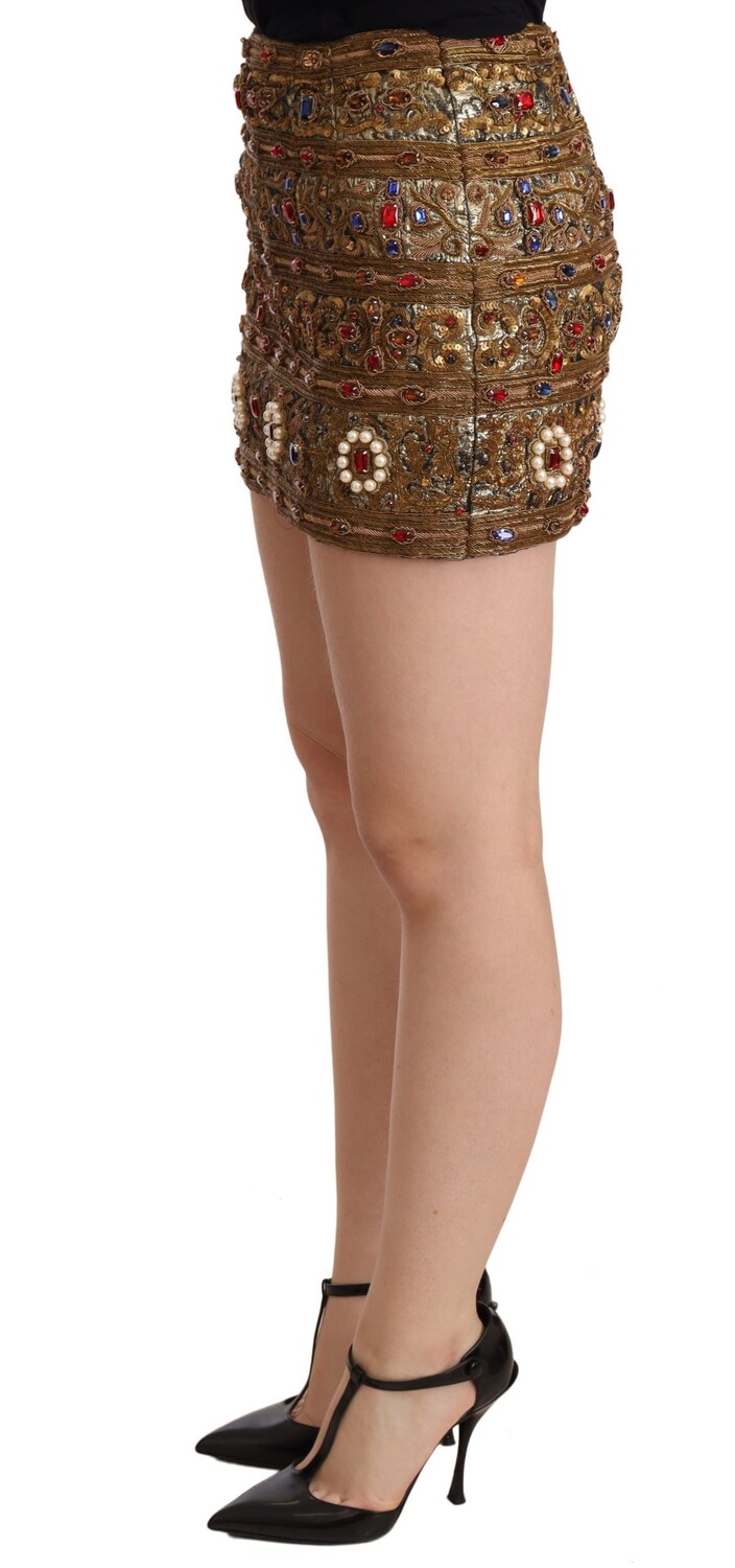 

Dolce & Gabbana Мини-юбка с завышенной талией и украшением для женщин, золото