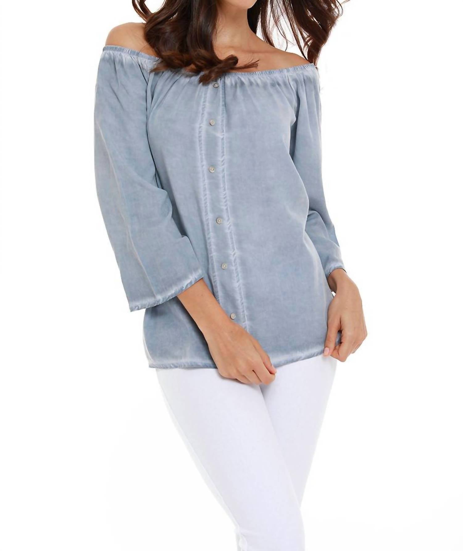 

Топ Luciana Button с открытыми плечами из денима french kyss, цвет denim