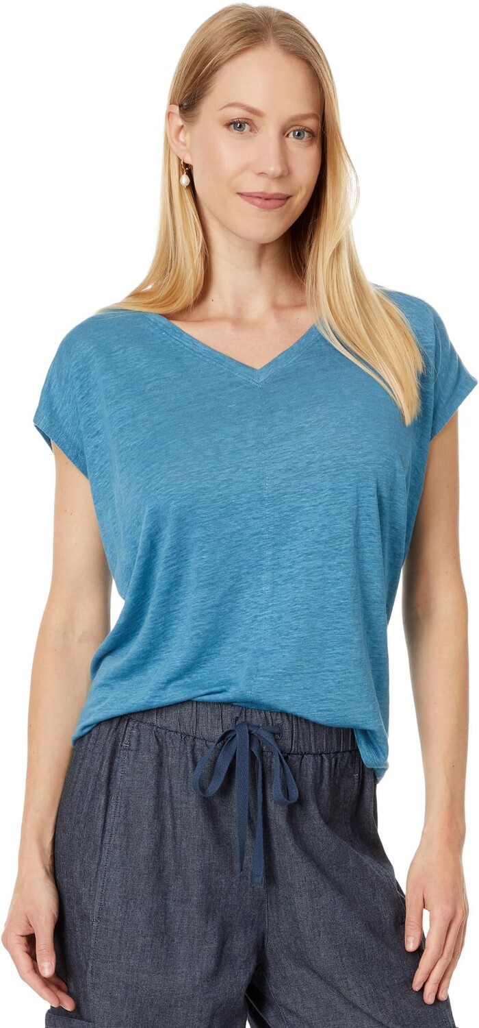 

Футболка Eileen Fisher V-Neck Square Tee, цвет Cascade