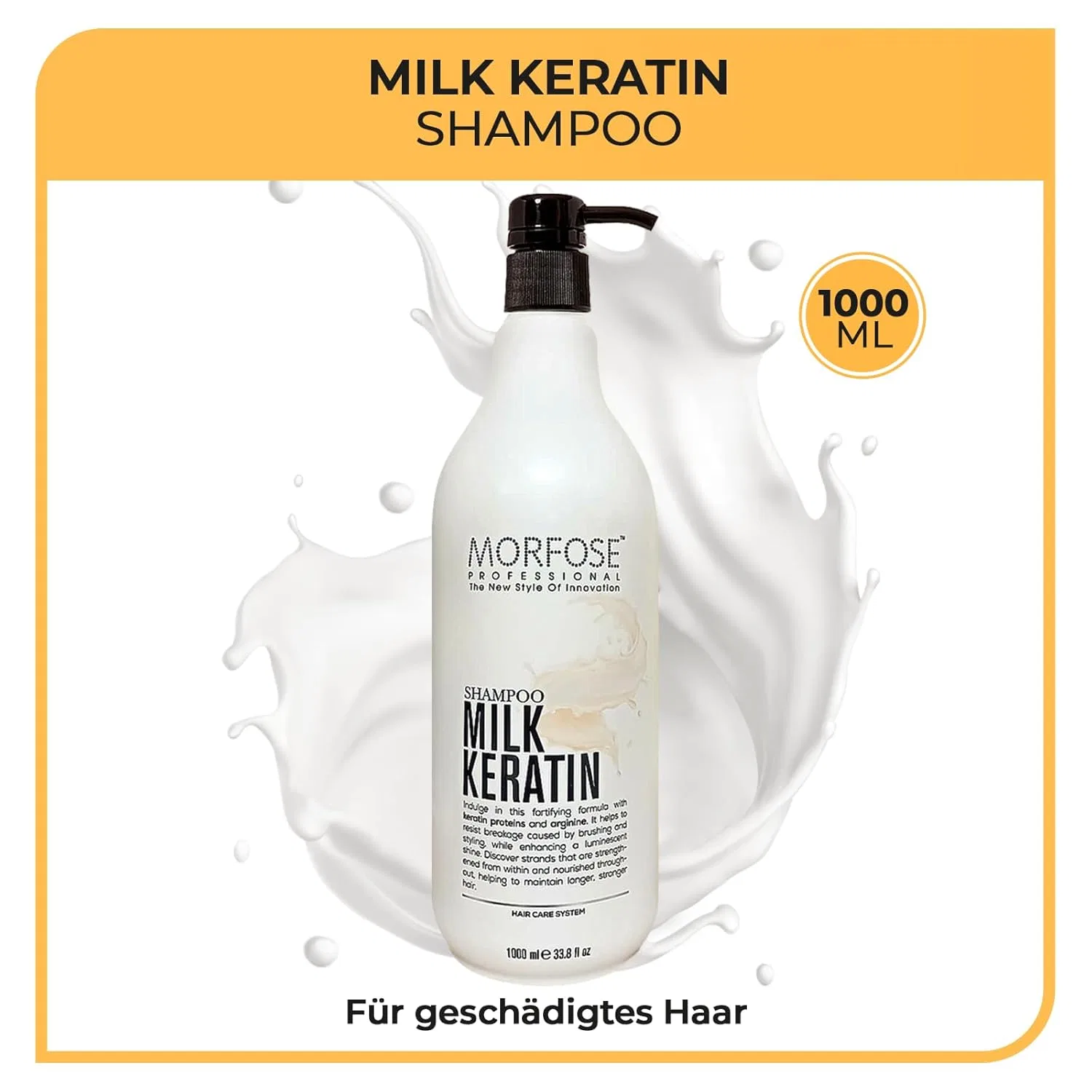 Шампунь Morfose Milk Keratin 1000 мл для сухих и поврежденных волос Morfose — фото 3