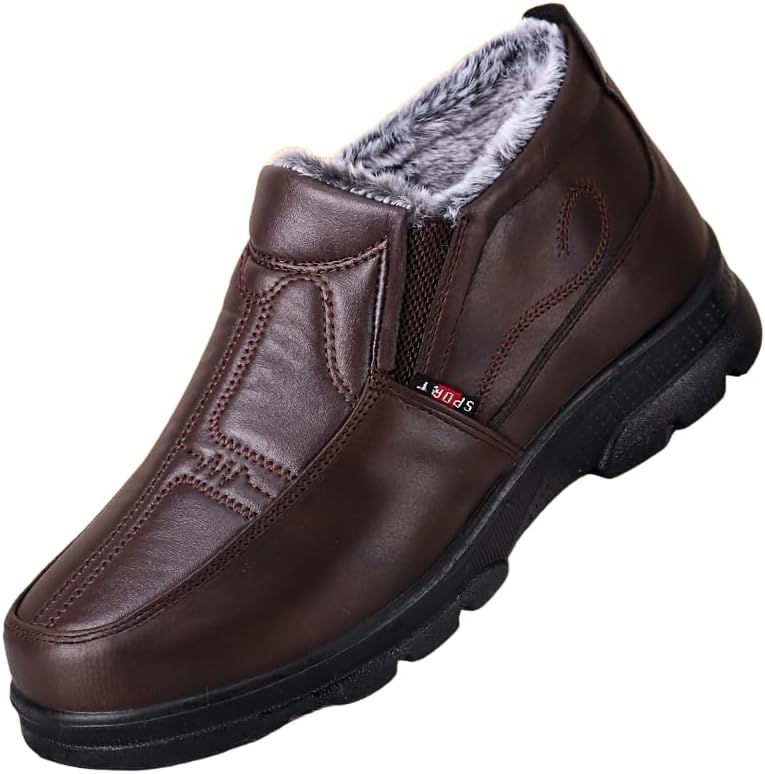 

Мужские зимние походные ботинки HCHCTRY с противоскользящей подошвой - высокие ботинки без шнурков с плюшевой подкладкой, черные, для активного отдыха на свежем воздухе, походов, повседневной носки и прогулок