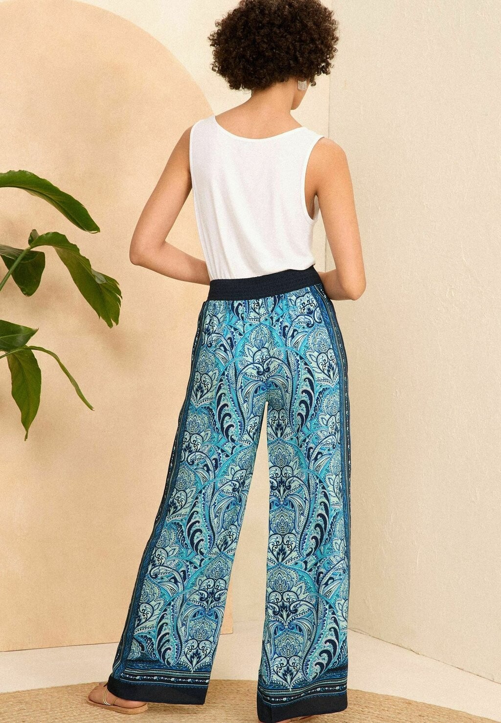 

Тканевые брюки PRINTED BELTED WIDE LEG Love & Roses, синий