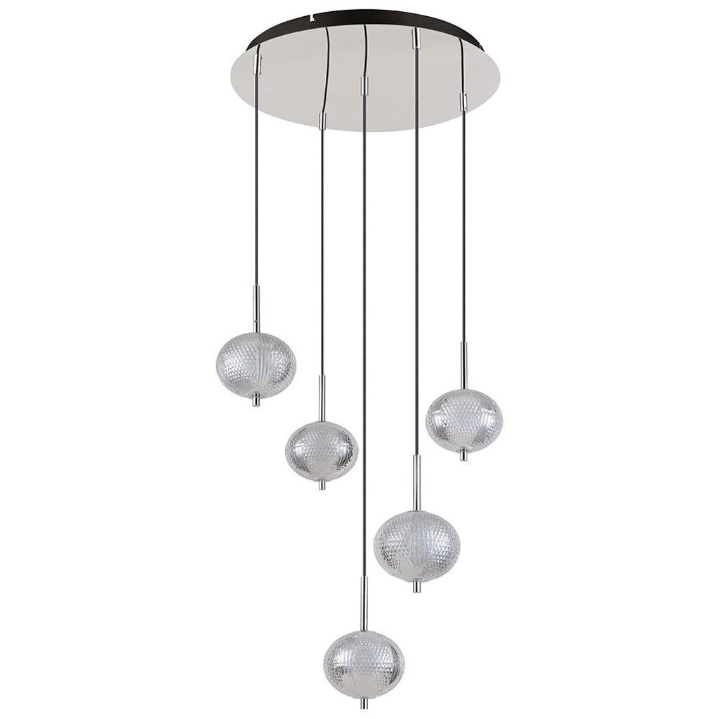 

Подвесной светодиодный светильник, CCT, хром, прозрачные шарики, D 57 см Globo Lighting