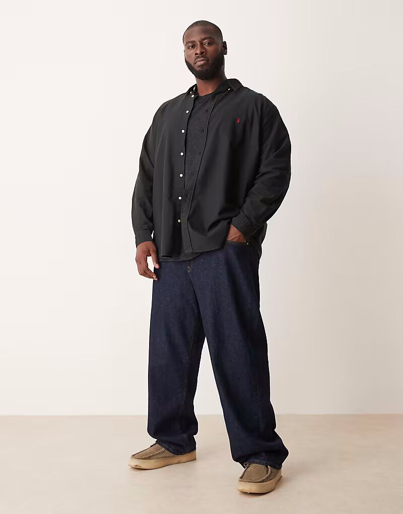 Рубашка оксфорд с логотипом Big & Tall черного цвета Polo Ralph Lauren — фото 2