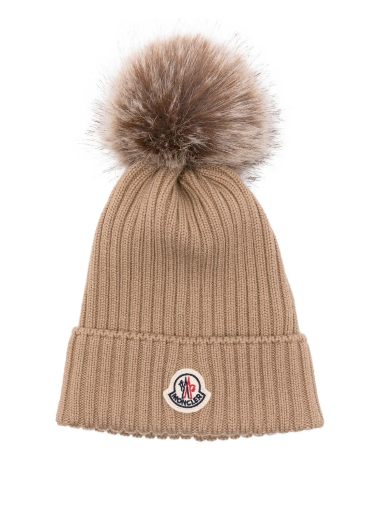 

Moncler Enfant ребристая шапка-бини с помпоном, нейтральный