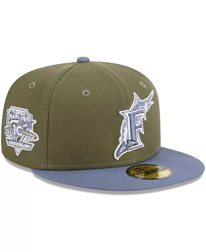 

Мужская оливково-синяя приталенная шляпа Florida Marlins 59FIFTY New Era, зеленый
