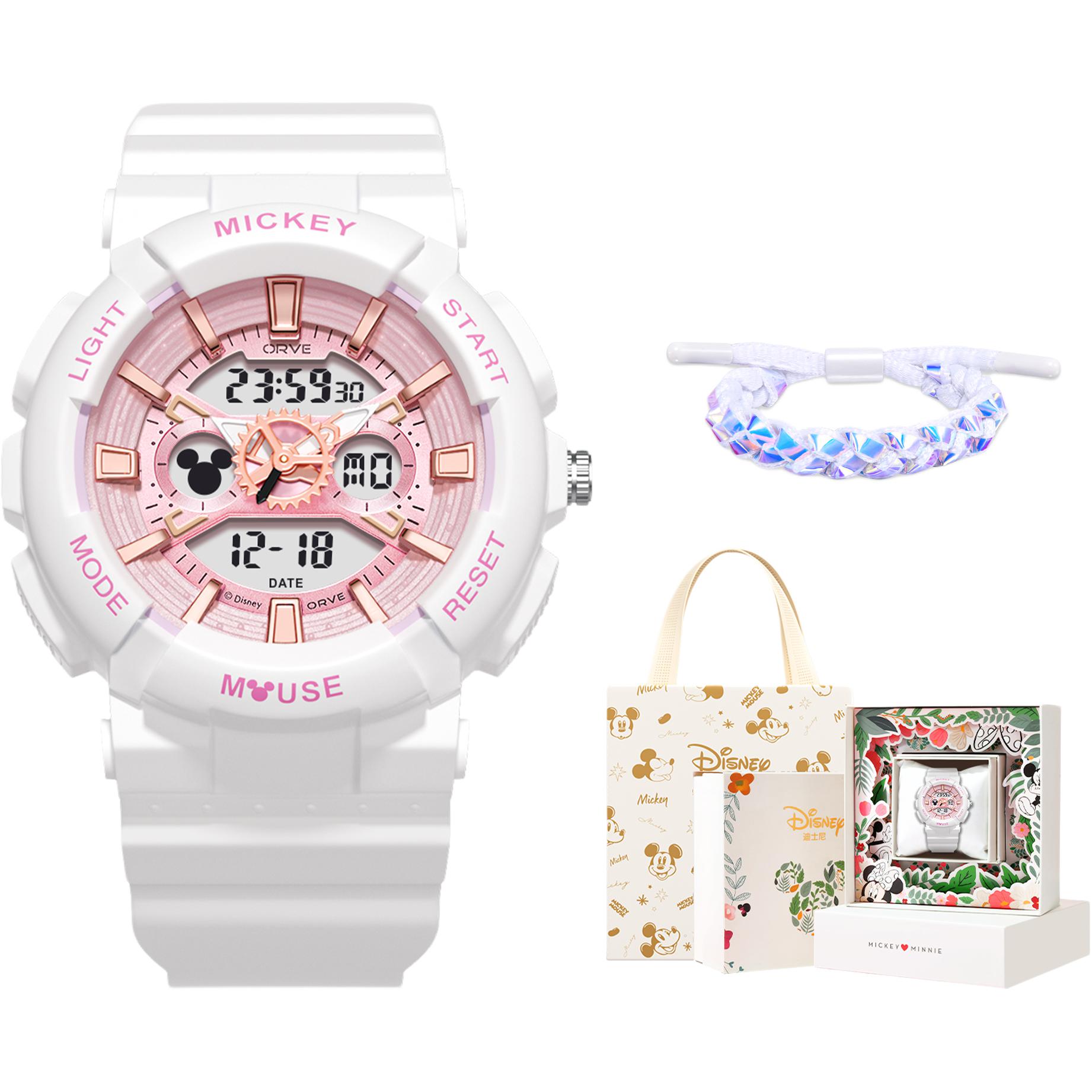 

Disney Часы Mickey Electronic+Quartz Movement Rubber Strap Watch Unisex White Dial, Rose Gold White[Flower Sea Box Clothing Sets+Bracelet+Custom Greeting Card]