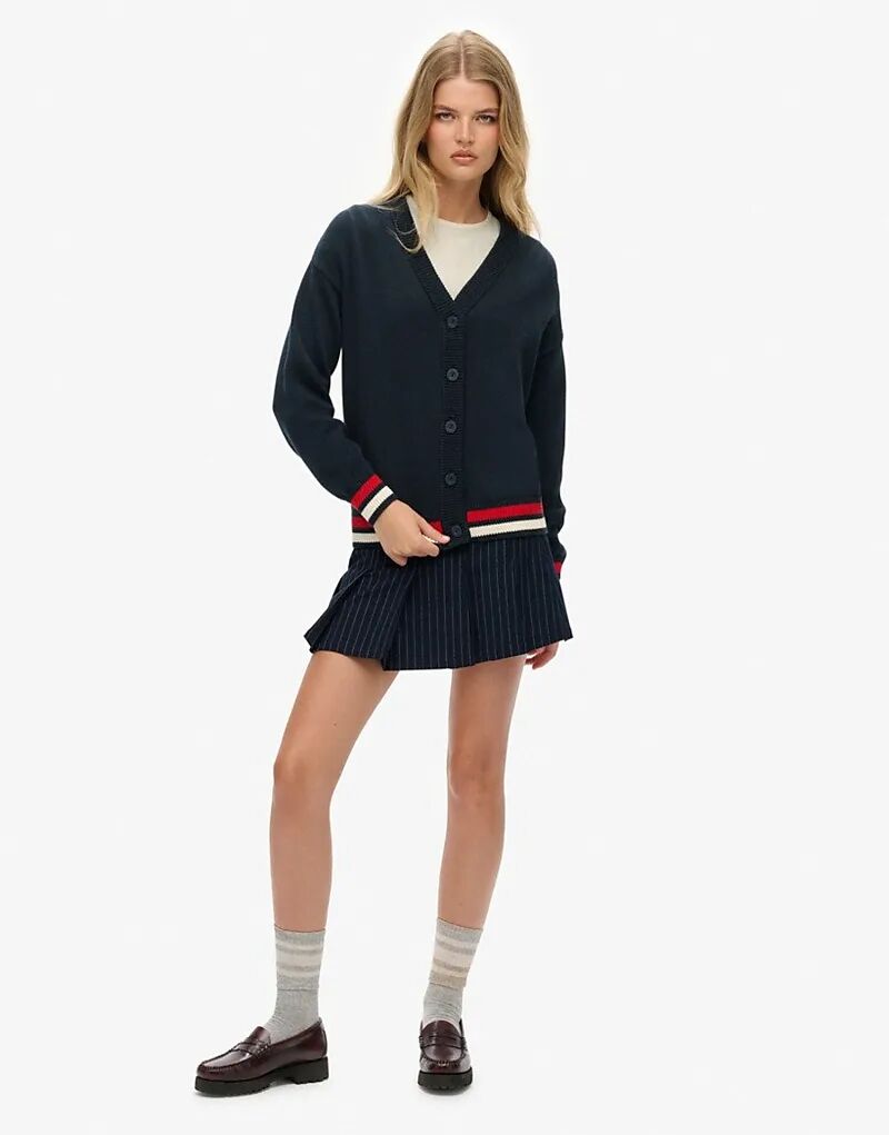 

Вязаный кардиган Superdry Slouchy темно-синего цвета