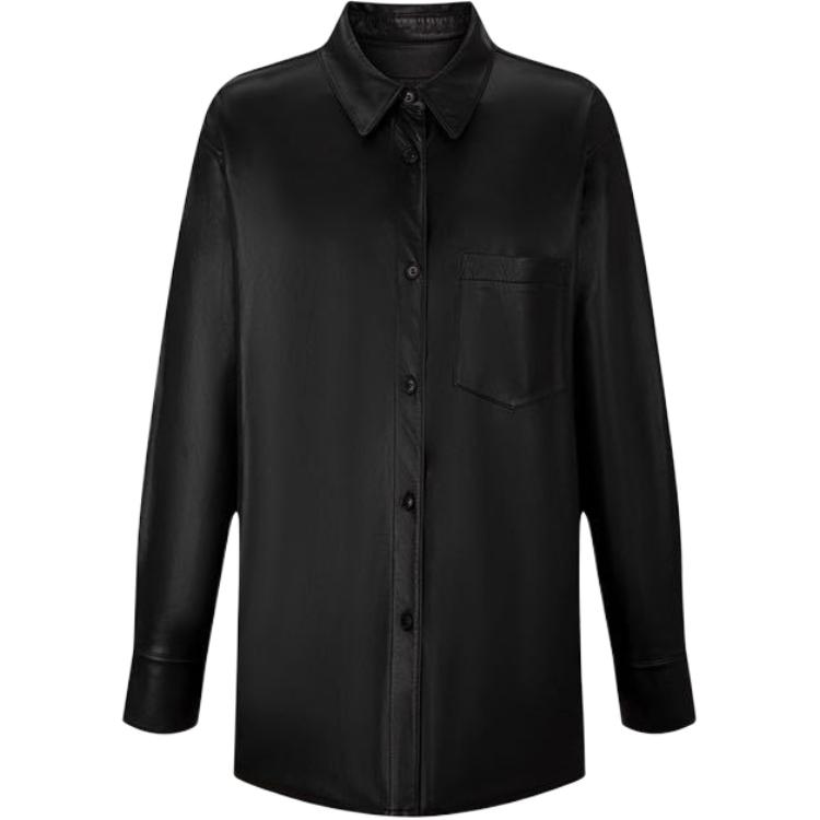 

Calvin Klein Кожаная куртка женская космический черный, Space Black BAE