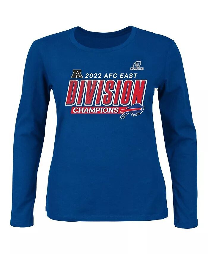 

Женская футболка с длинным рукавом Royal Buffalo Bills 2022 AFC East Division Champions Divide and Conquer, большие размеры Fanatics