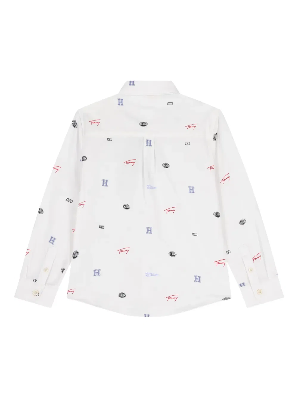 Хлопковая рубашка с логотипом Tommy Hilfiger Junior, белый — фото 2