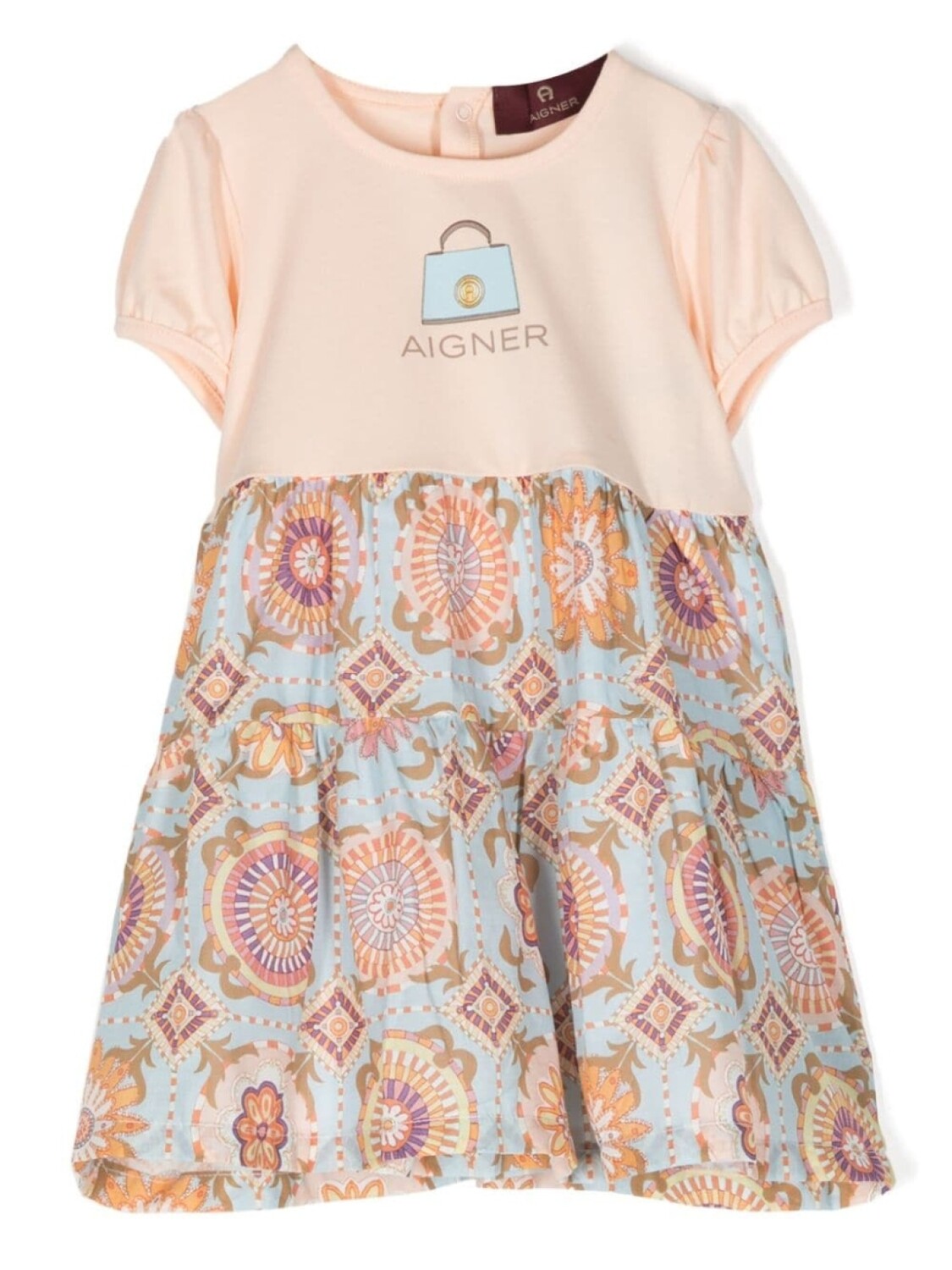 

Aigner Kids платье с короткими рукавами и графичным принтом, розовый