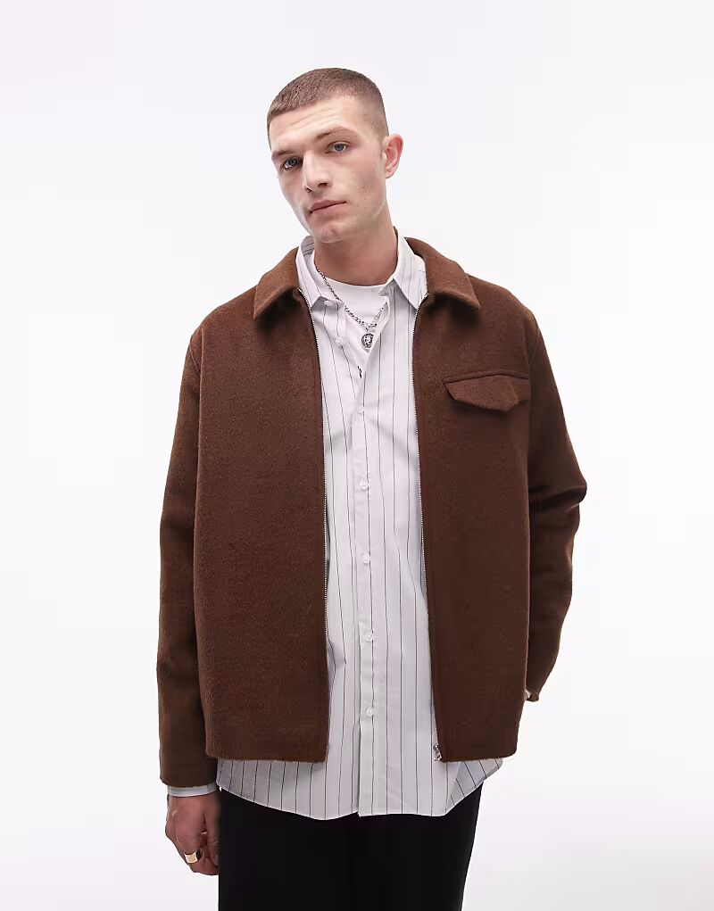 

Topman - коричневая куртка-рубашка из шерсти
