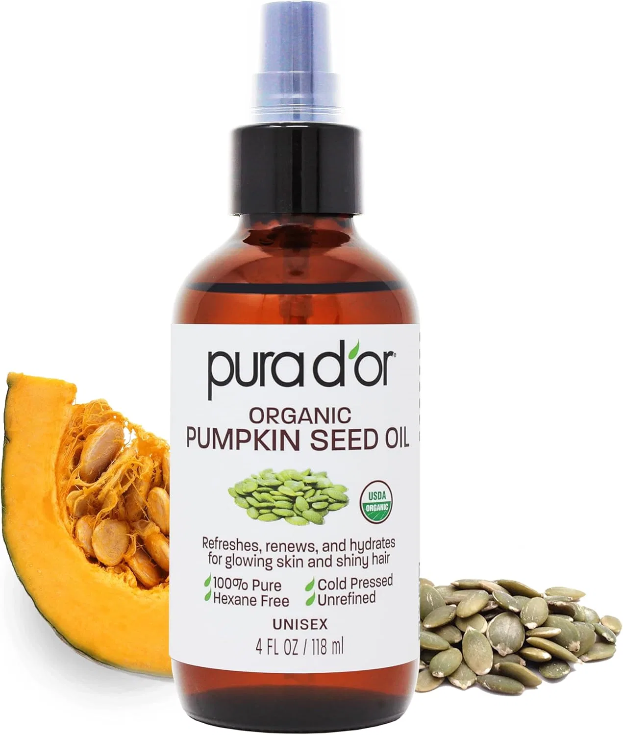 Масло для тела и лица PURA D'OR Organic Pumpkin Seed Oil, 118 мл