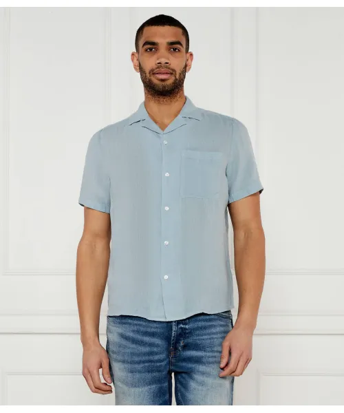 

Льняная рубашка Эллино Straight fit Hugo, синий