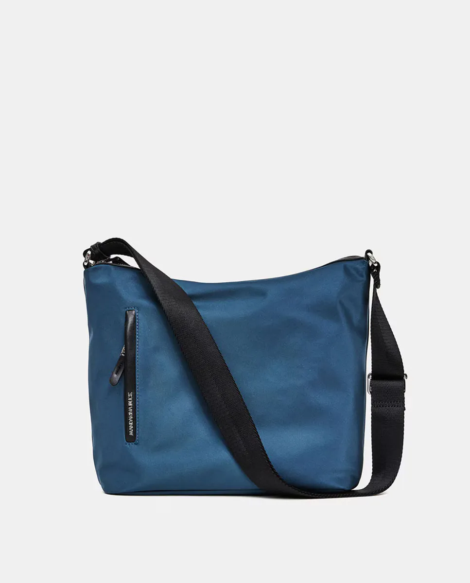 

Темно-синий нейлоновый хобо с молнией Mandarina Duck, синий