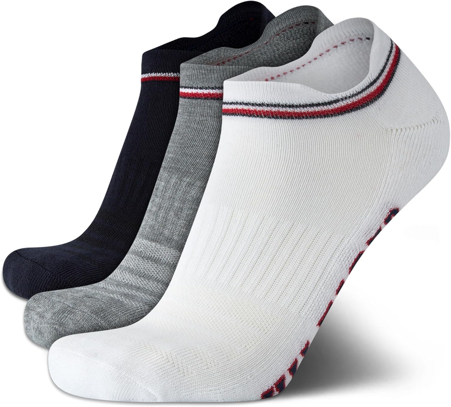 

Мужские носки Tommy Hilfiger No Show Socks - 3 пары мягких хлопковых носков для мужчин - ультракороткие вкладыши для лоферов и кроссовок, White Assorted Tab
