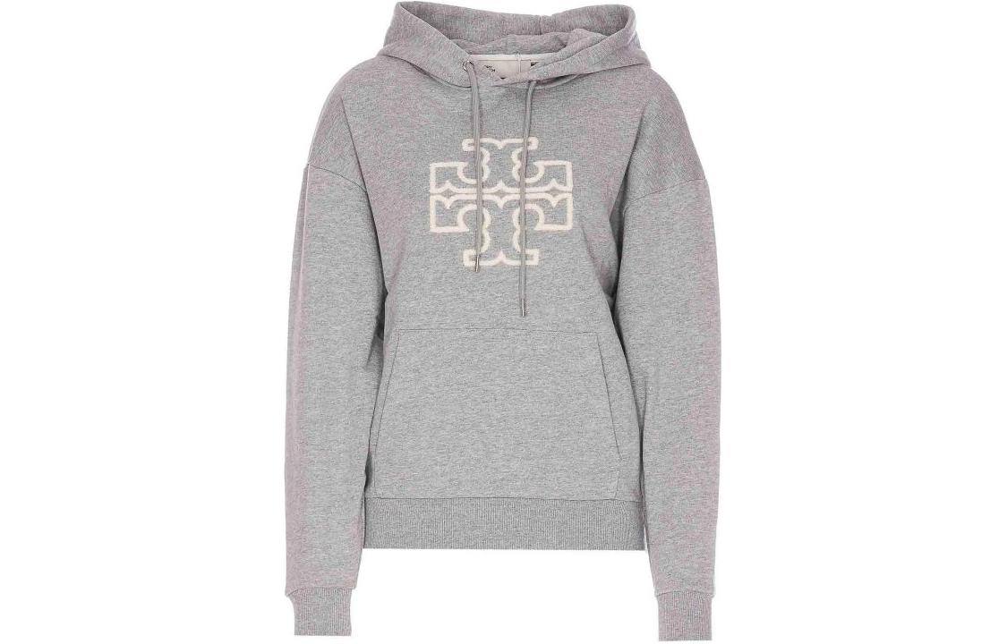 

Толстовка с капюшоном на шнурке и нашивкой Double T TORY BURCH, серый