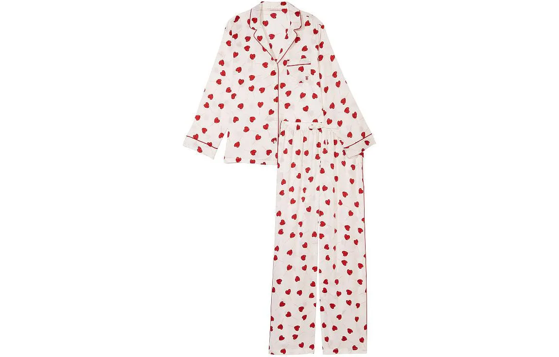 Пижамный комплект Sweet Limited из сатина с принтом в виде сердечек Victoria's Secret, Set (Nude Pink Heart Print)