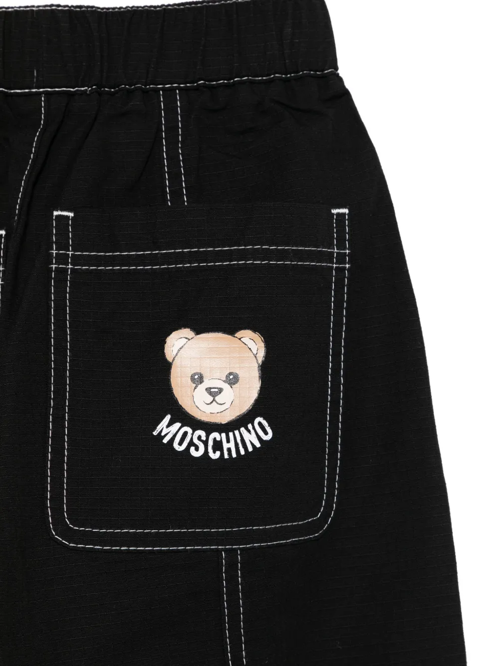 Брюки с контрастной строчкой и карманами-карго Moschino Kids, черный — фото 3