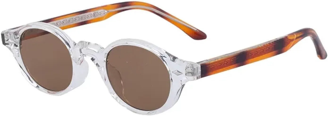 

Модные маленькие овальные женские солнцезащитные очки класса люкс в стиле ретро с заклепками, мужские очки UV400 в стиле панк TOIPASTN, Clear Leopard Tea