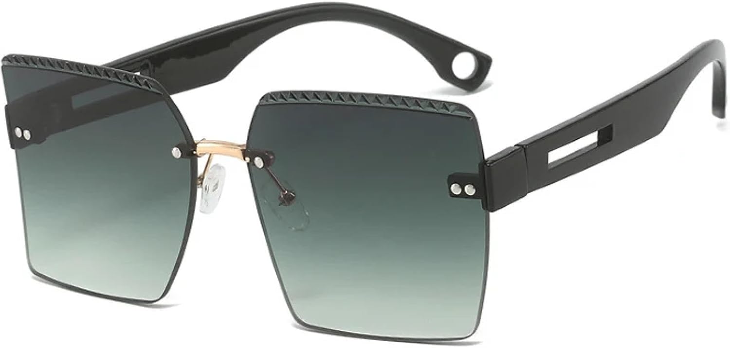 

Солнцезащитные очки без оправы для женщин и мужчин, роскошные, для активного отдыха, спорта, летние, для путешествий, с защитой от УФ-излучения UV400 TKKTLLT, Black Green