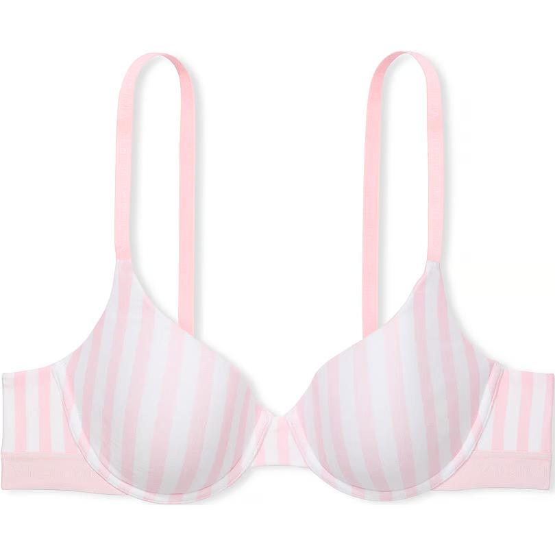 

Victoria's Secret Футболка Lightly Lined Cotton Demi Bra/Pink Stripes Bra женская розовая белая